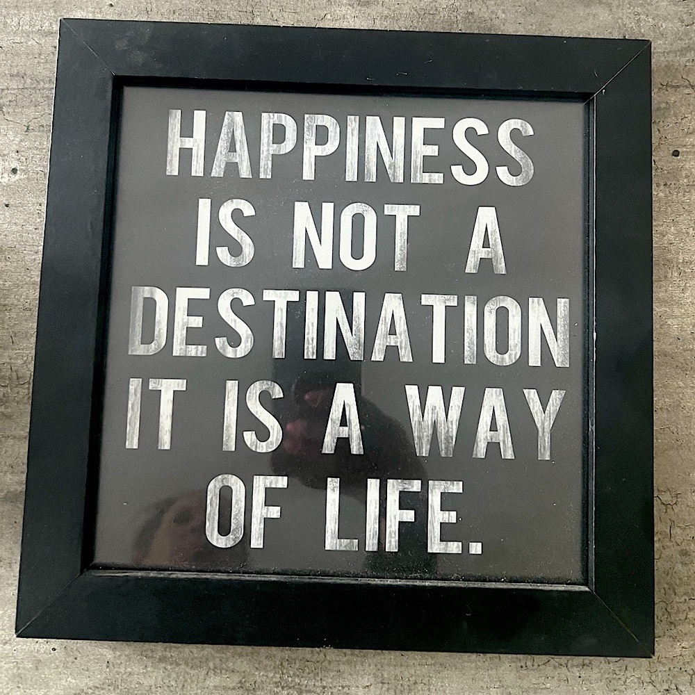 10x10 quote decor with wood frame and glass.